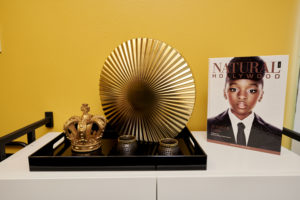 Gold suite decor in Latoya's suite