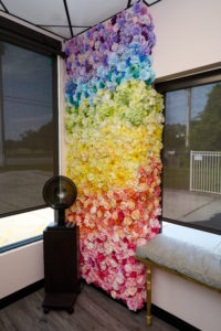 picture of their flower wall.