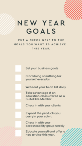 An instagram story template with New Years Goals listed.