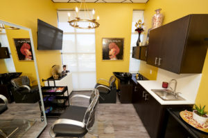 Latoya's yellow suite at MY SALON Suite