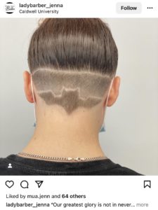 picture of a bat shaved into hair