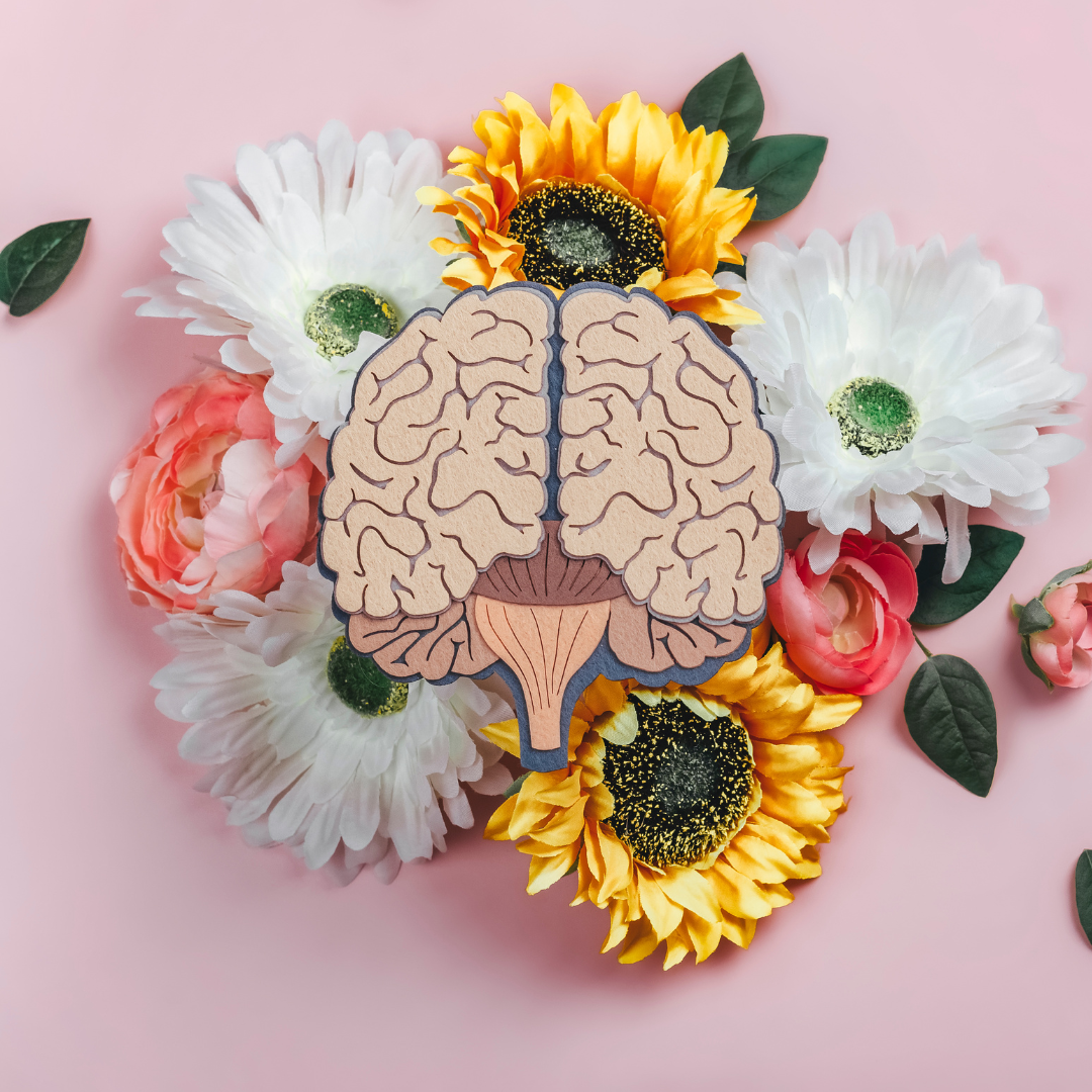 image of a brain with flowers